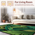 Lush Green Tropical Leaf Pattern Rug