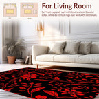 Red Floral Vine Pattern Rug