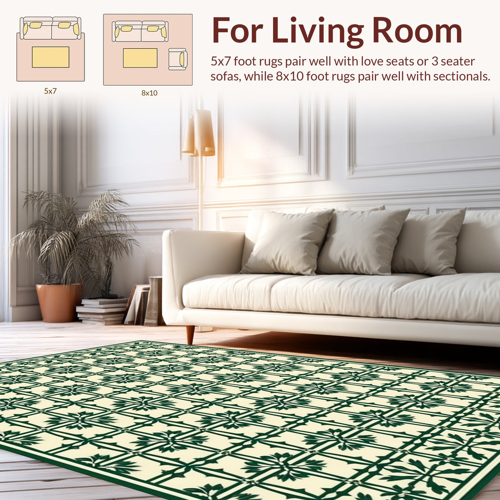 Classic Floral Lattice Geometric Design Rug