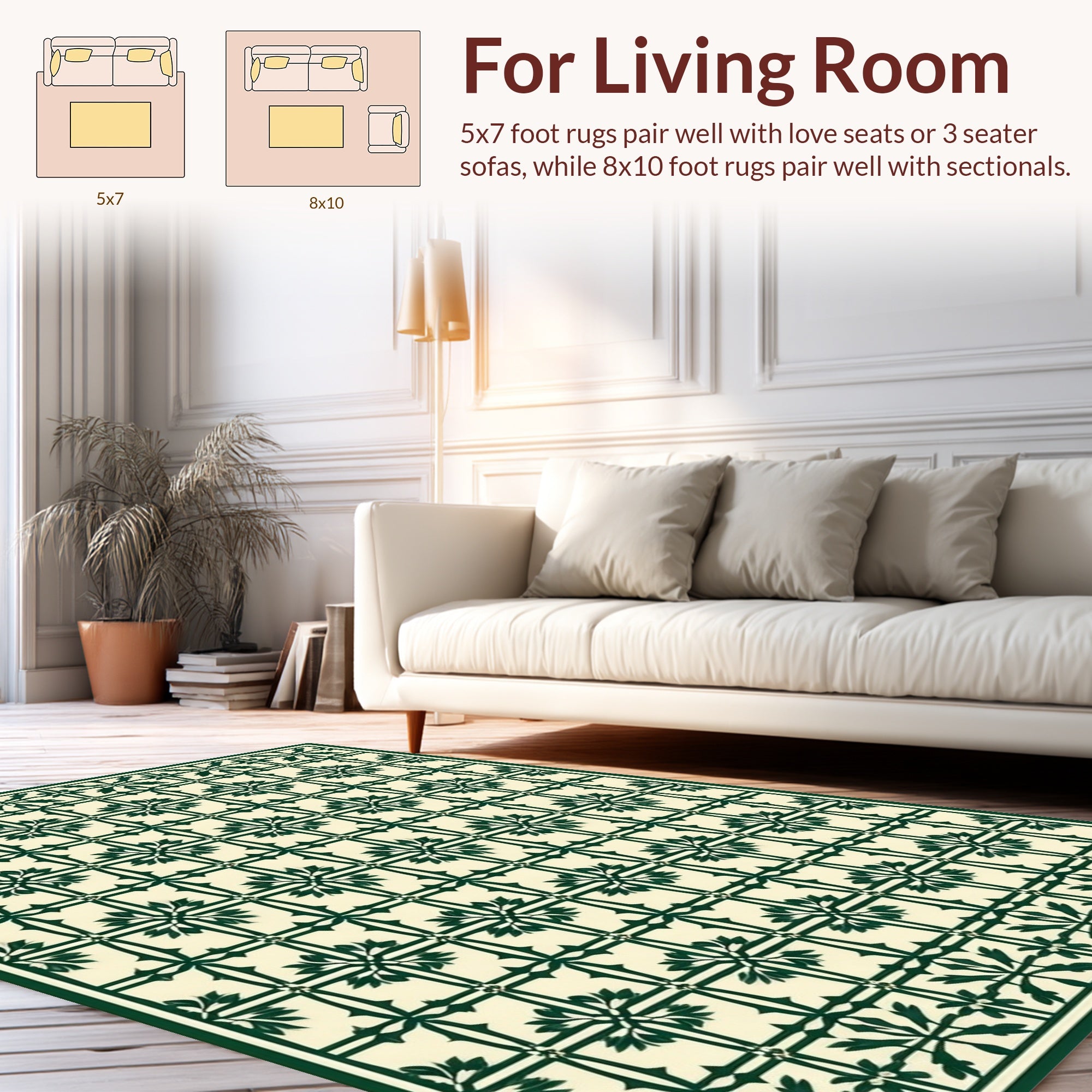 Classic Floral Lattice Geometric Design Rug