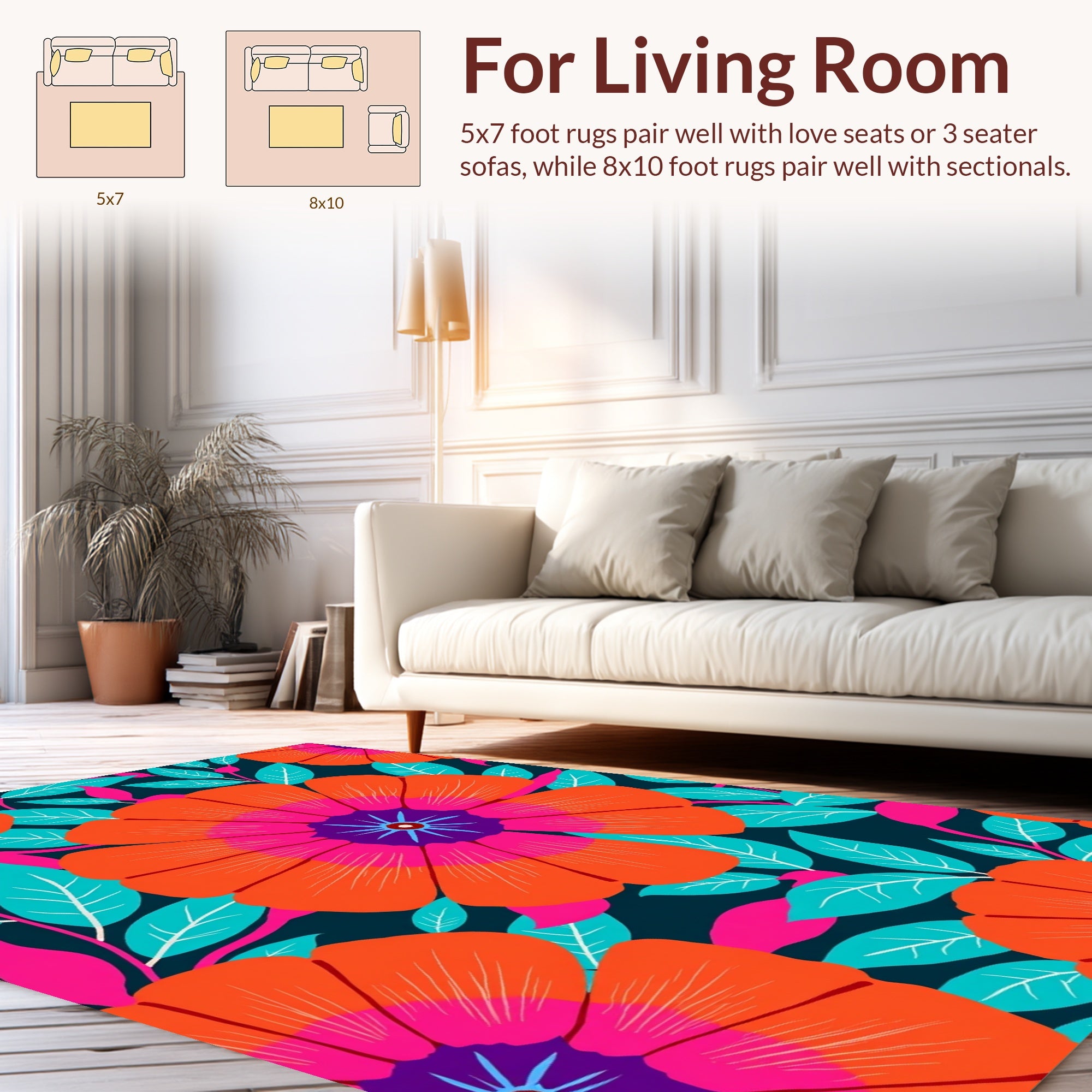 Bold Floral Pattern With Vibrant Colors Rug