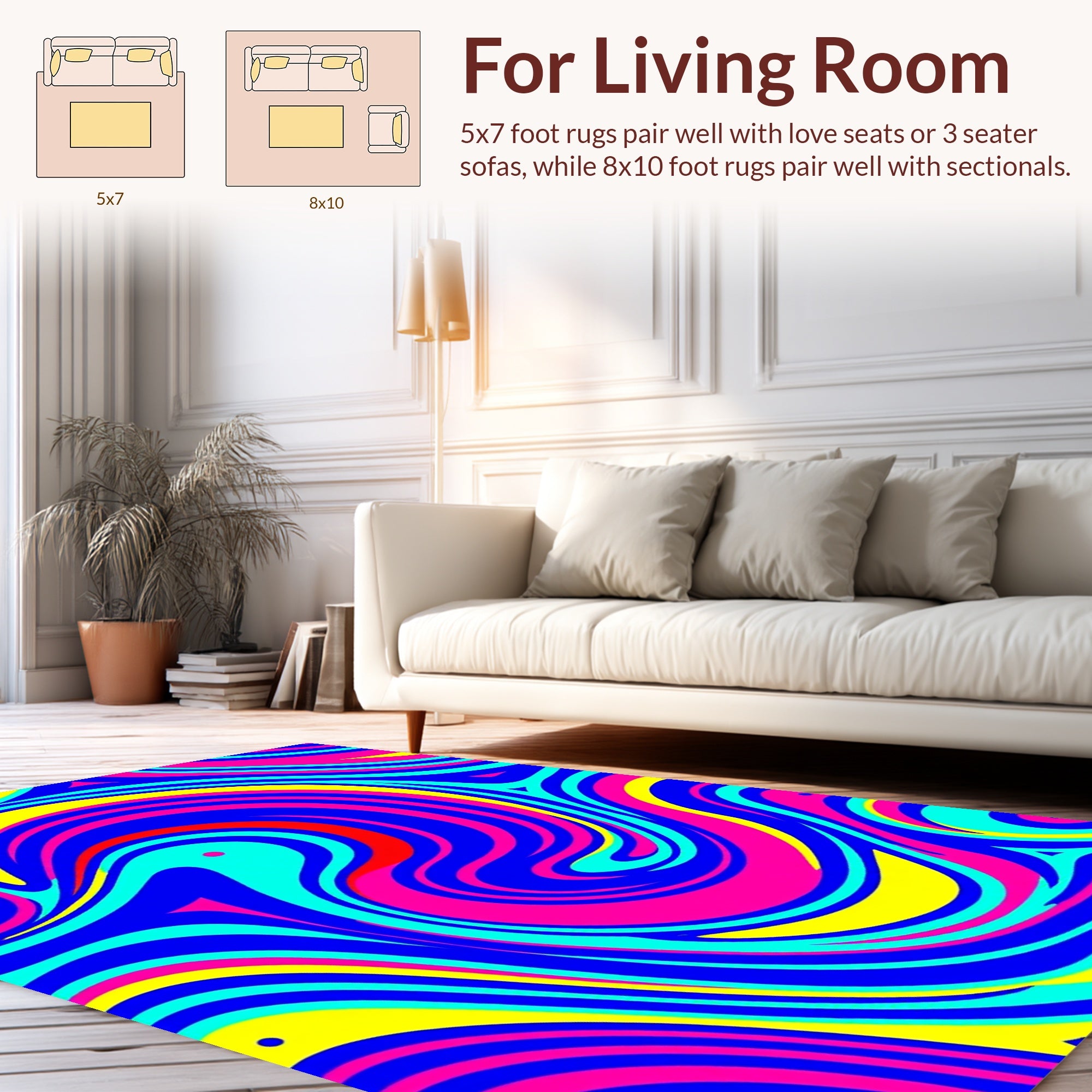 Vibrant Abstract Swirls Pattern Rug