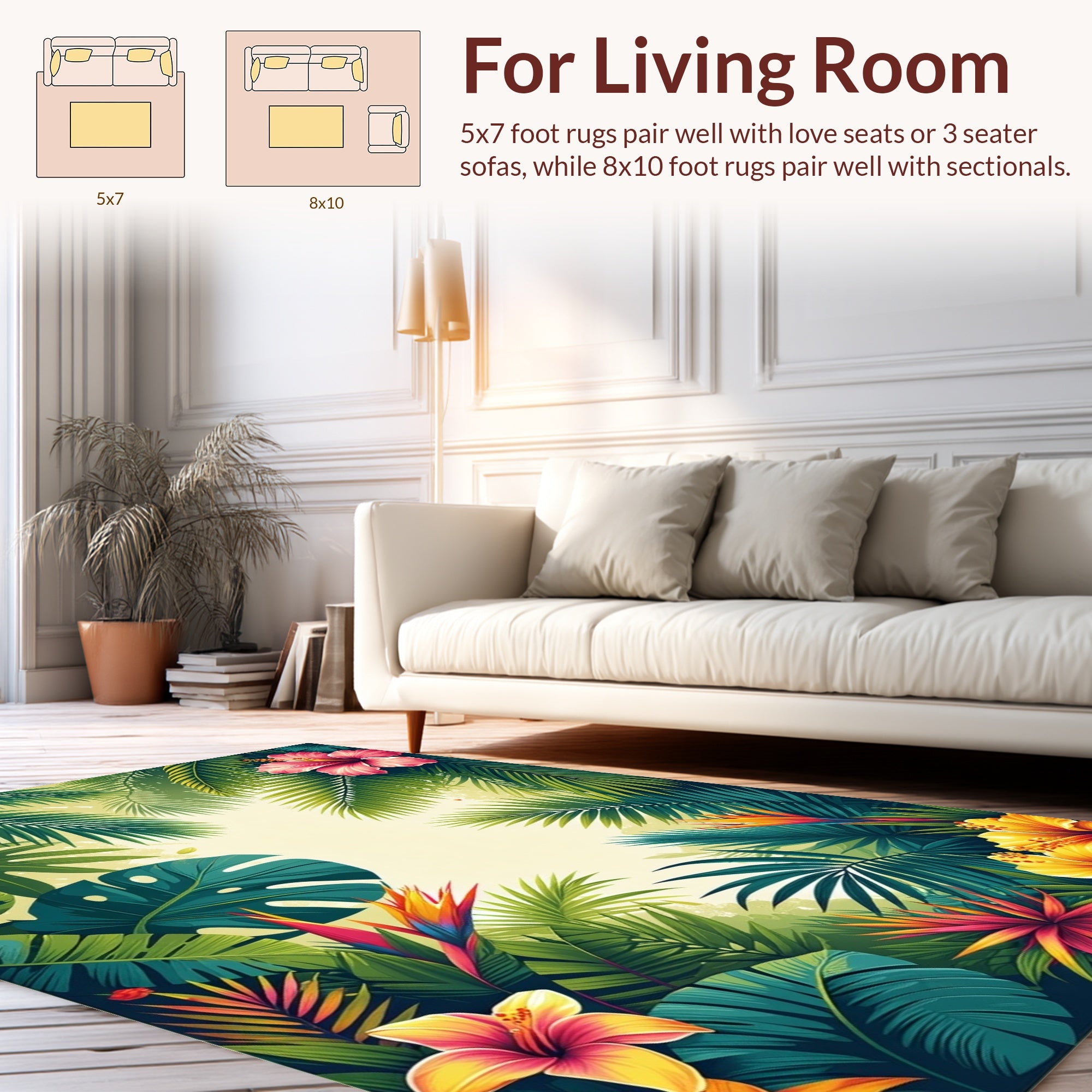 Tropical Floral Botanical Pattern Rug