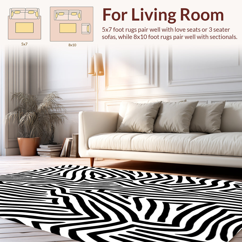 Abstract Bold Black White Stripe Rug