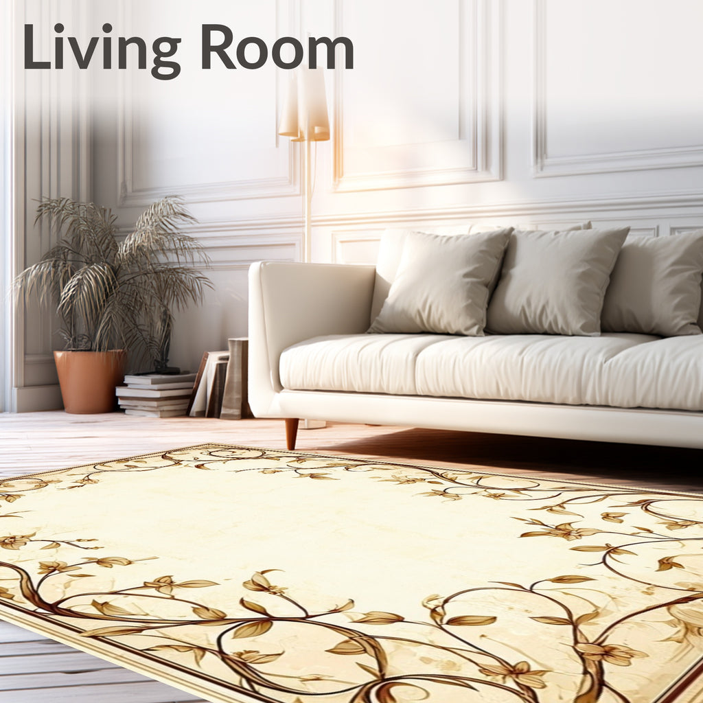 Vintage Floral Vine Scroll Design Rug