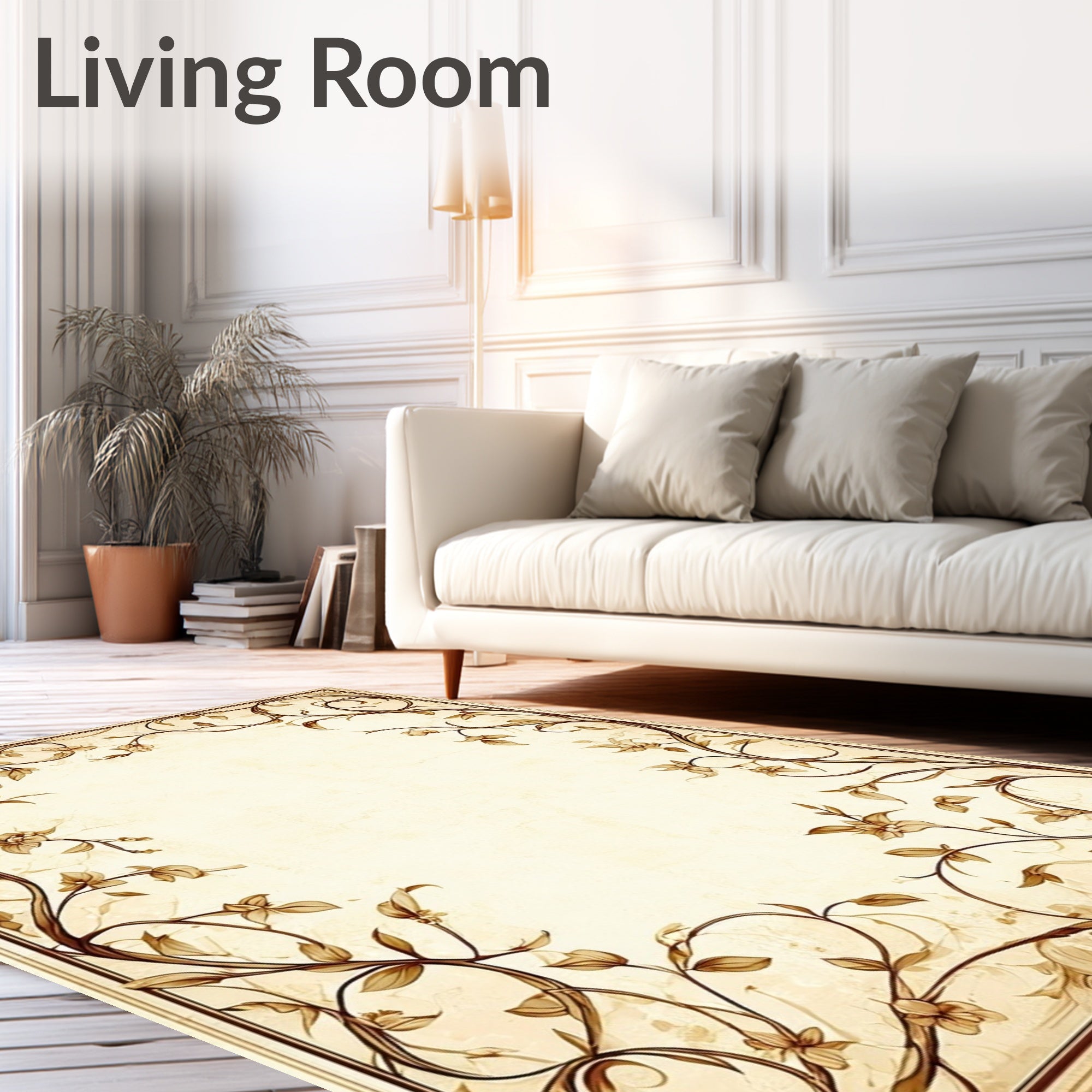 Vintage Floral Vine Scroll Design Rug