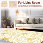 Golden Outline Floral Pattern Rug
