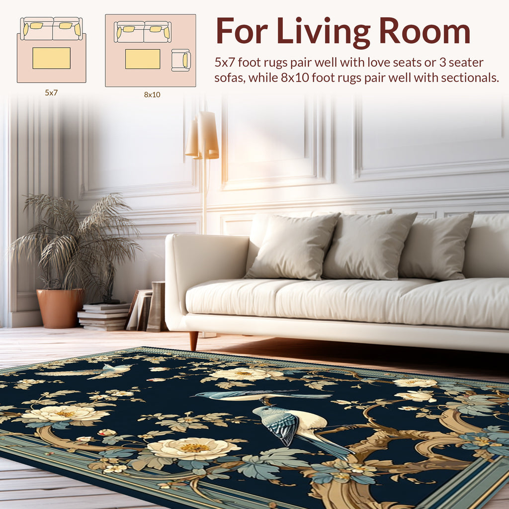 Birds and Floral Garden Pattern Rug