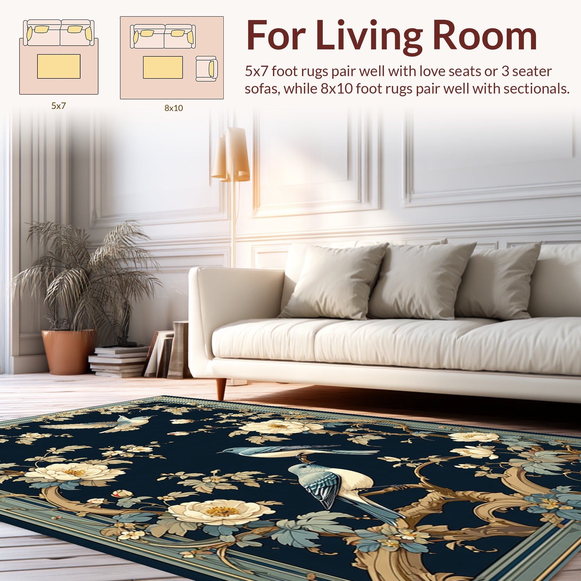 Birds and Floral Garden Pattern Rug