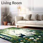 Forest Creatures Foliage Pattern Rug