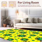 Retro Green Floral Dot Pattern Rug