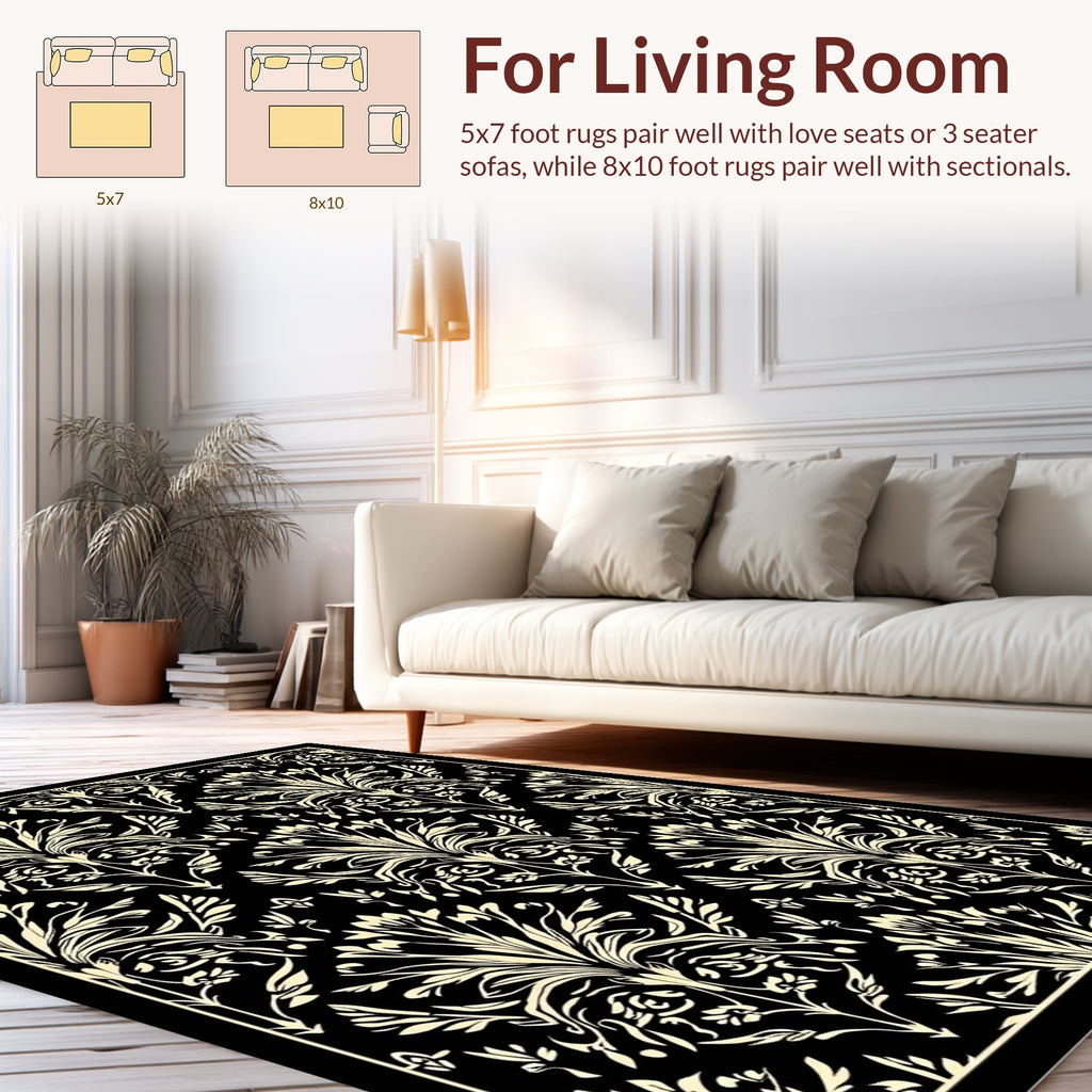 Ornate Floral Damask Pattern Rug