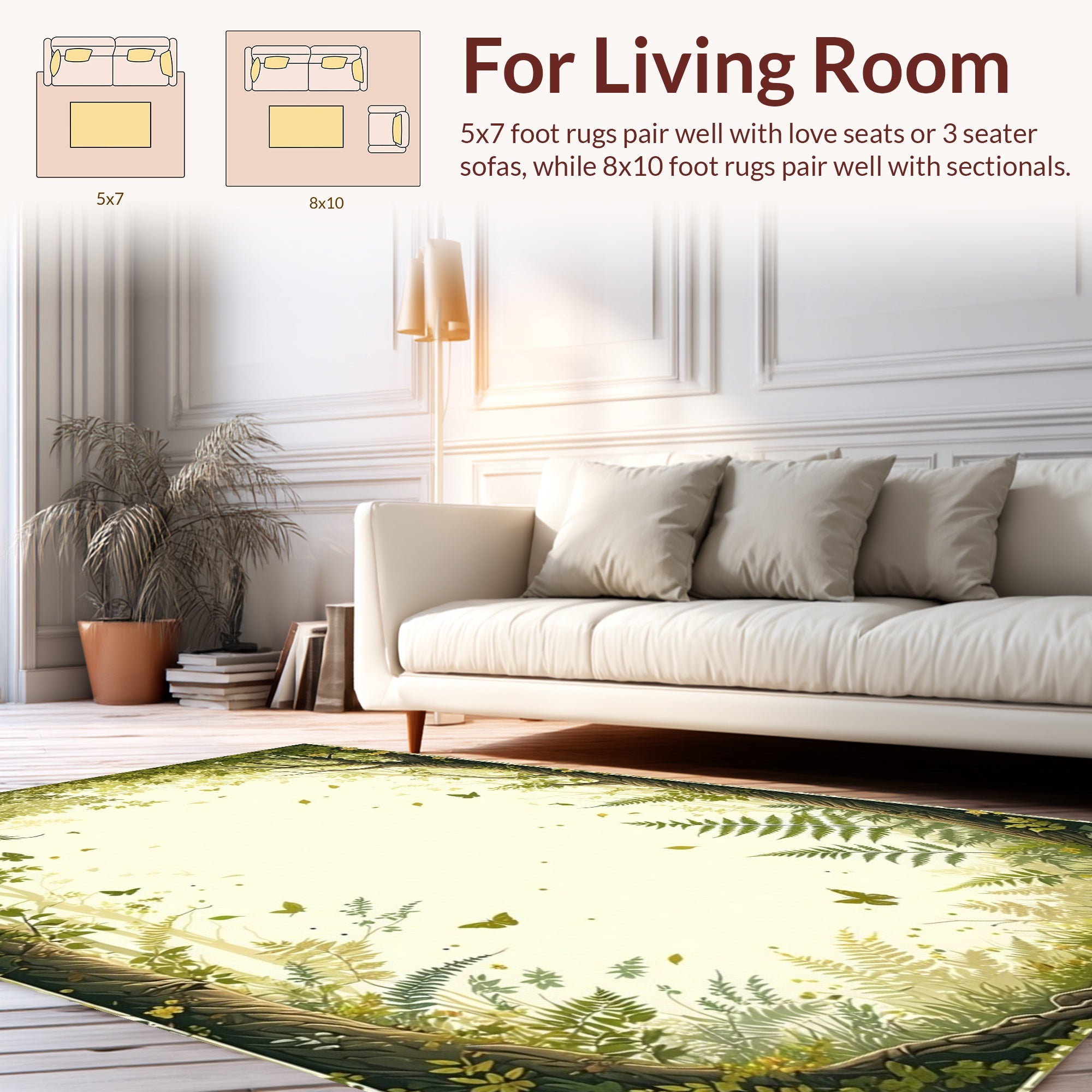 Enchanted Forest Butterflies Ferns Rug