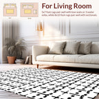 Minimalist Geometric Black White Pattern Rug
