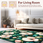 Botanical Bloom Detailed Green Accents Rug