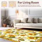 Golden Sunflower Vine Pattern Rug