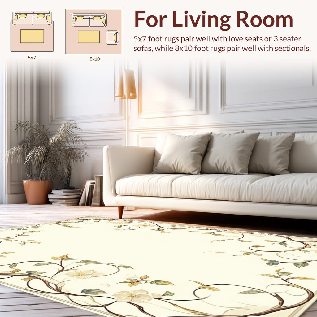 Vintage Floral Vine Scroll Rug
