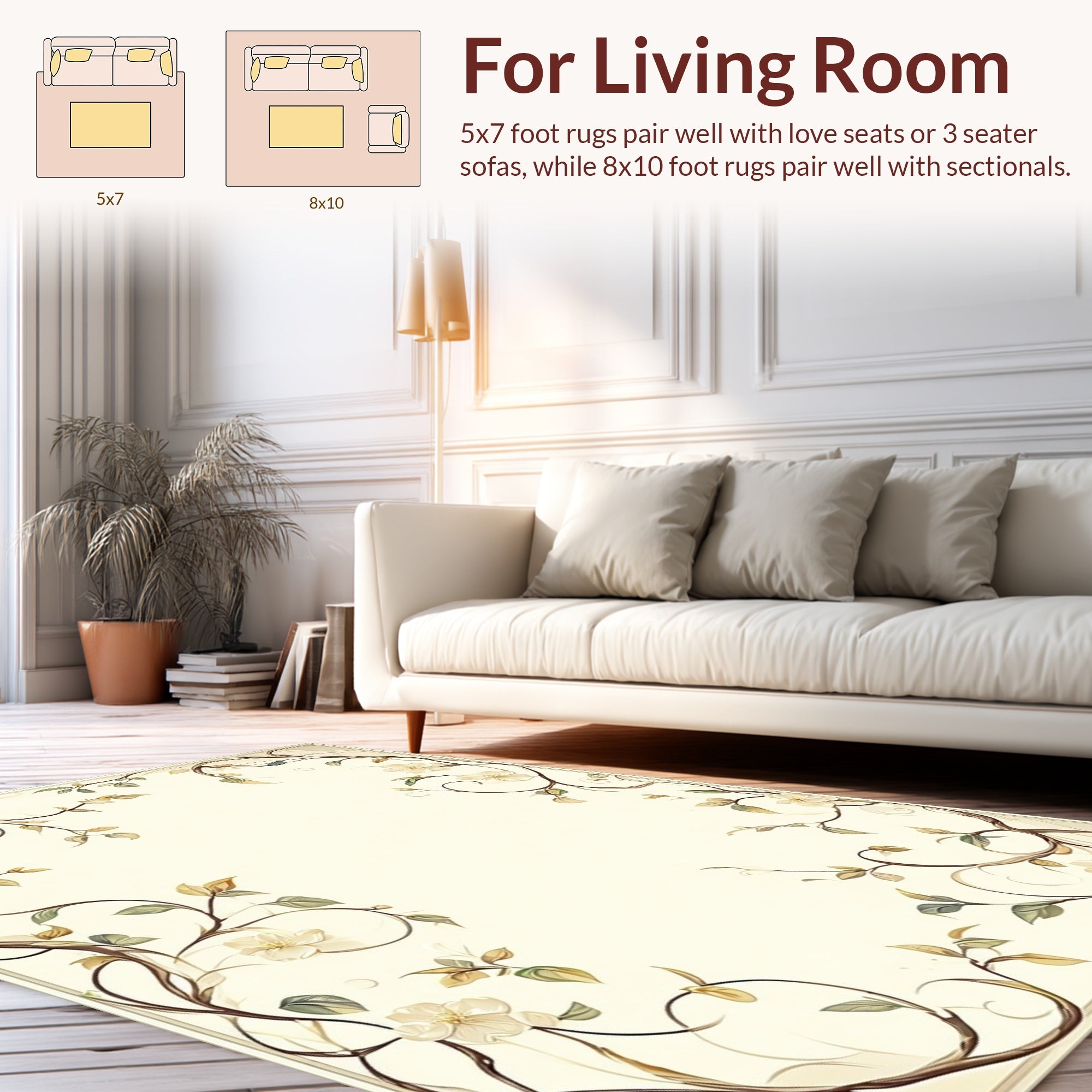Vintage Floral Vine Scroll Rug