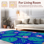 Tropical Leaf and Flower Pattern Rug