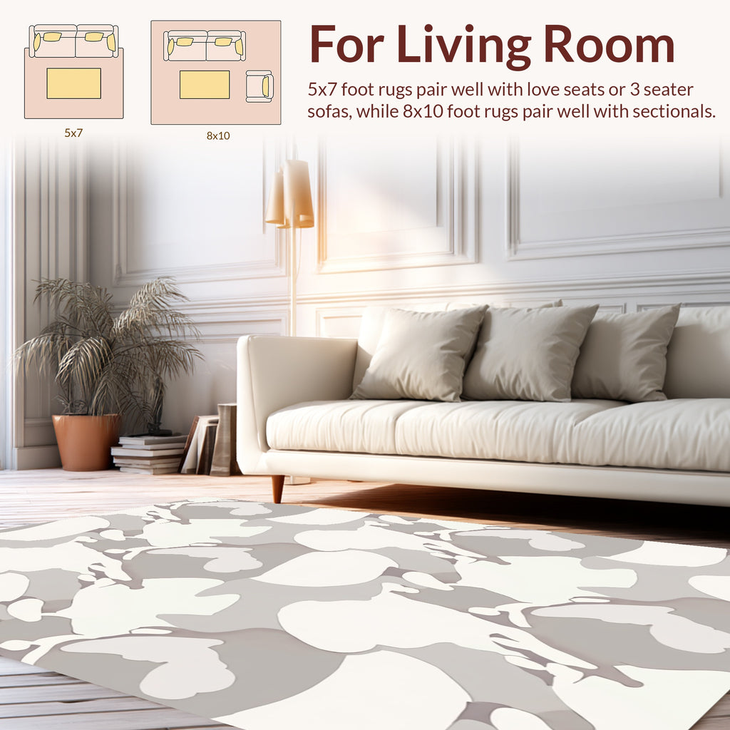 Soft Neutral Abstract Camouflage Design Rug