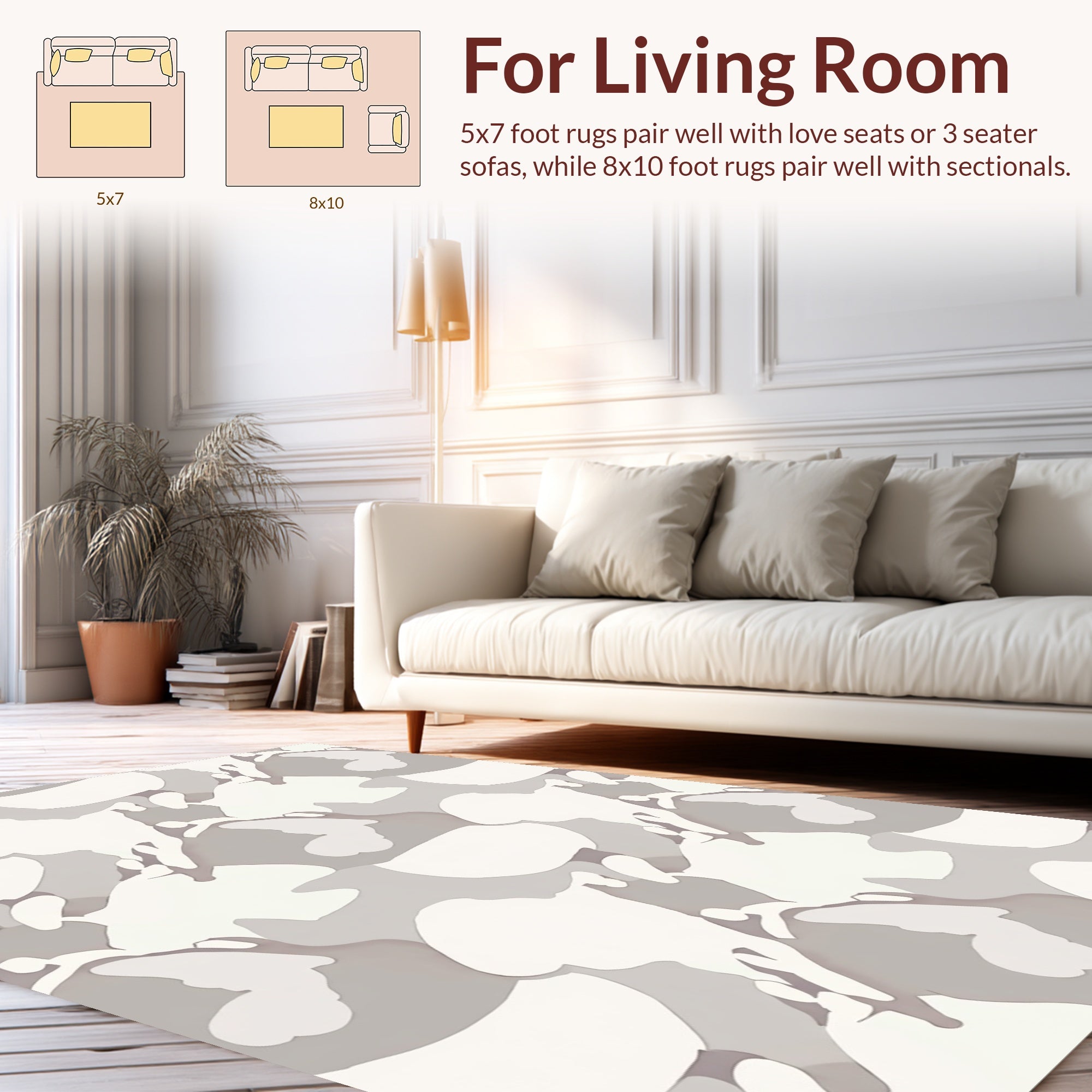 Soft Neutral Abstract Camouflage Design Rug