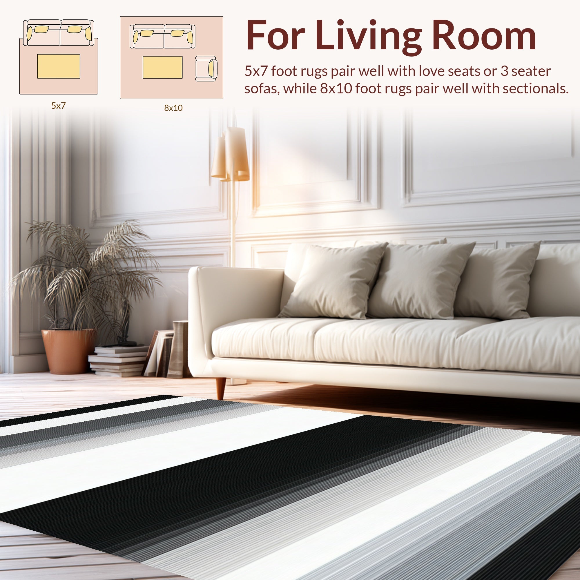 Monochromatic Gradient Stripe Pattern Rug