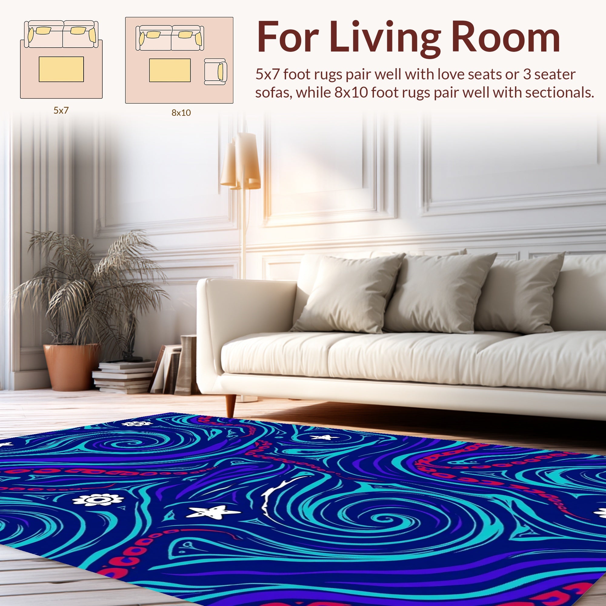 Cosmic Swirl Star Pattern Design Rug