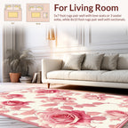 Pink Rose Floral Garden Print Rug