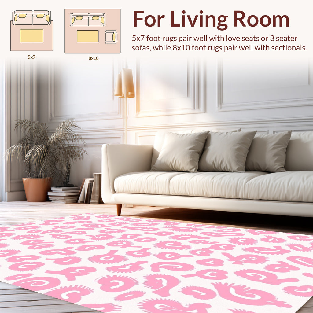 Pink Abstract Animal Print Design Rug
