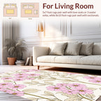 Delicate Pink Floral Pattern with Leaves Rug