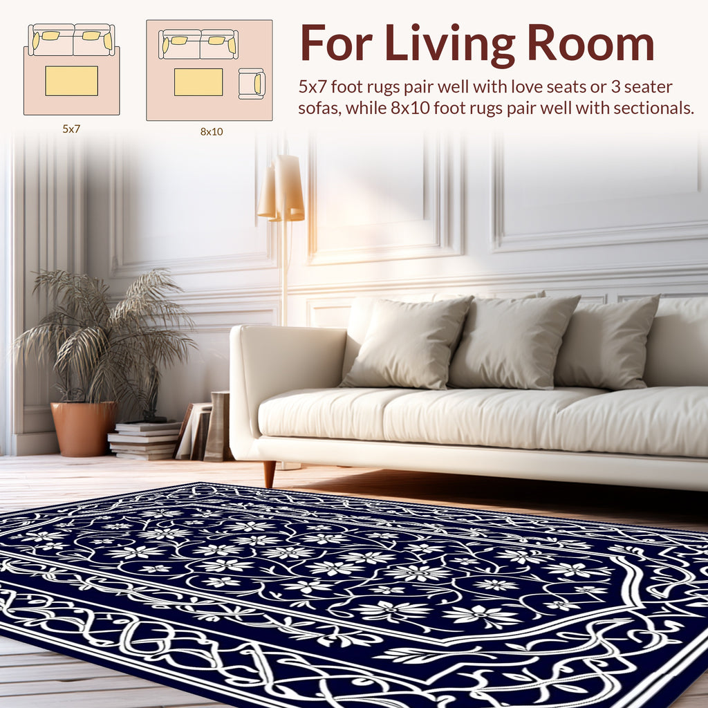 Classic Floral Vine Border Rug