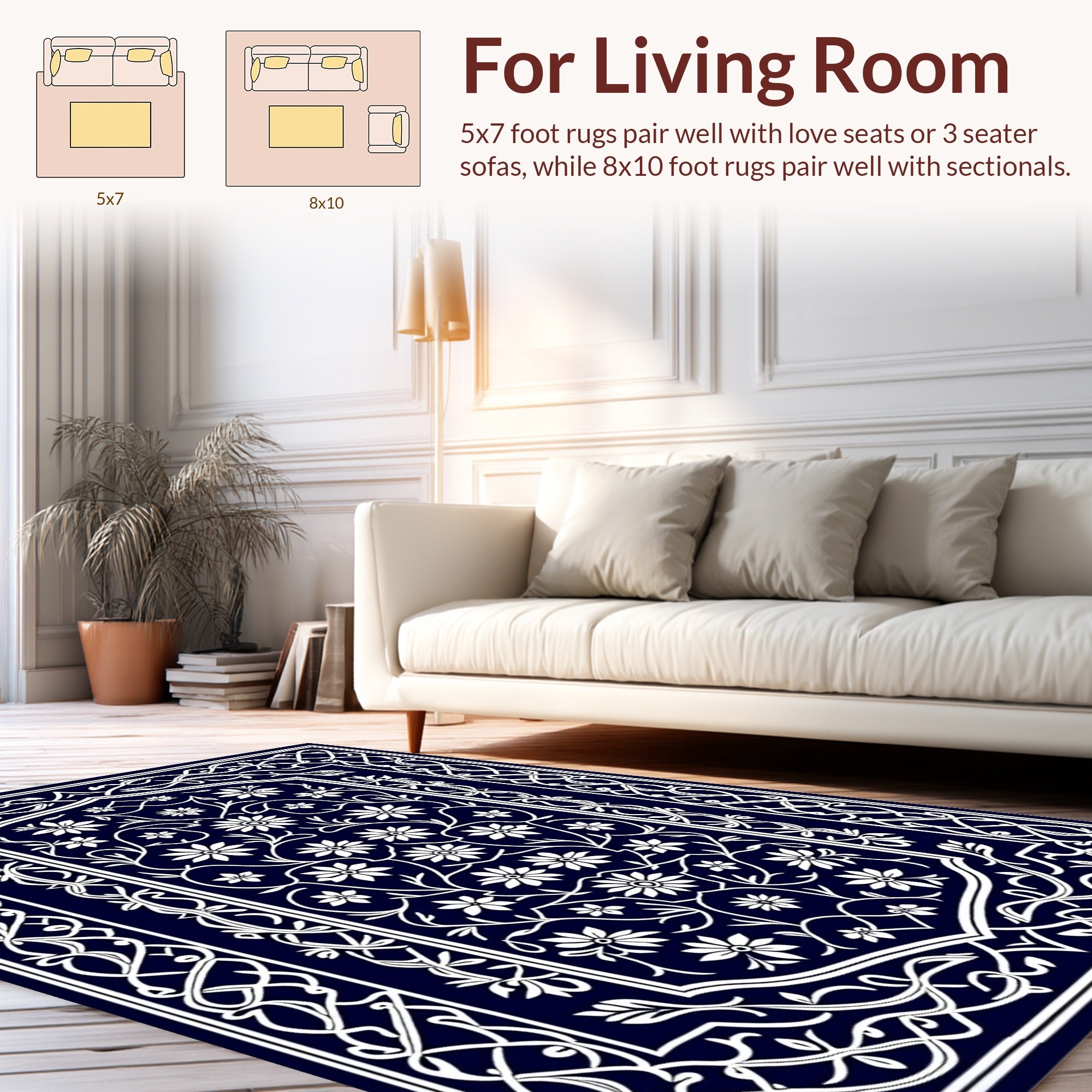 Classic Floral Vine Border Rug