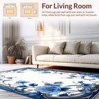 Blue Floral Swirls Border Design Rug