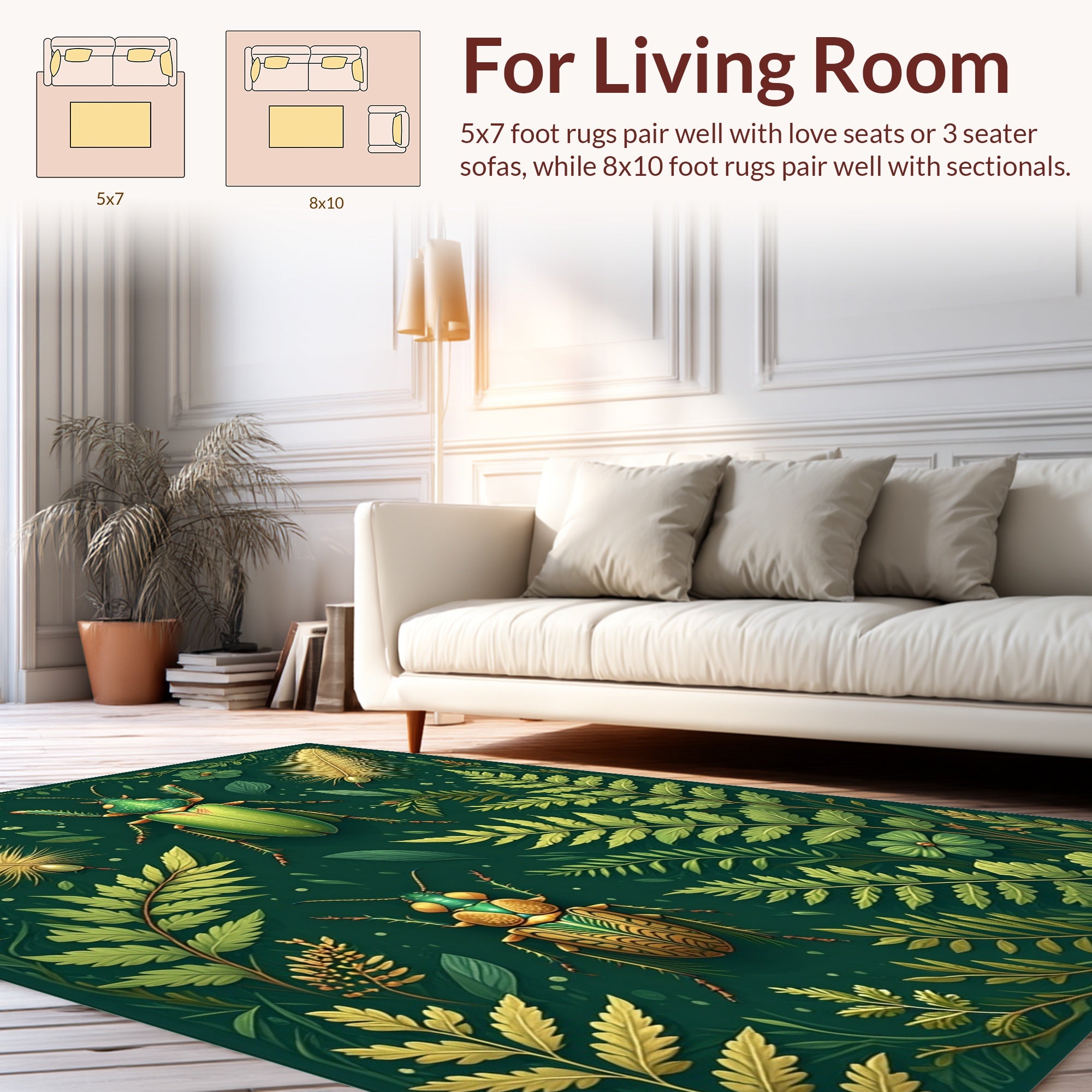Emerald Insects Botanical Fantasy Rug
