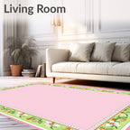 Pastel Pink Floral Vine Border Rug