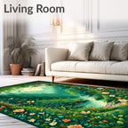 Whimsical Forest Meadow Scene Rug