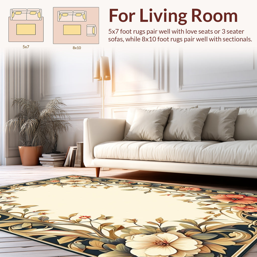 Elegant Floral Vine Pattern Rug
