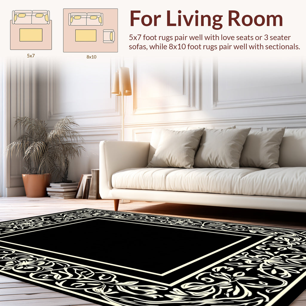 Cream Floral Scroll Vintage Pattern Rug