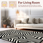 Bold Black White Geometric Abstract Rug