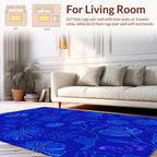 Deep Blue Floral Outline Abstract Pattern Rug