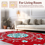 Red Floral Mandala Pattern Rug