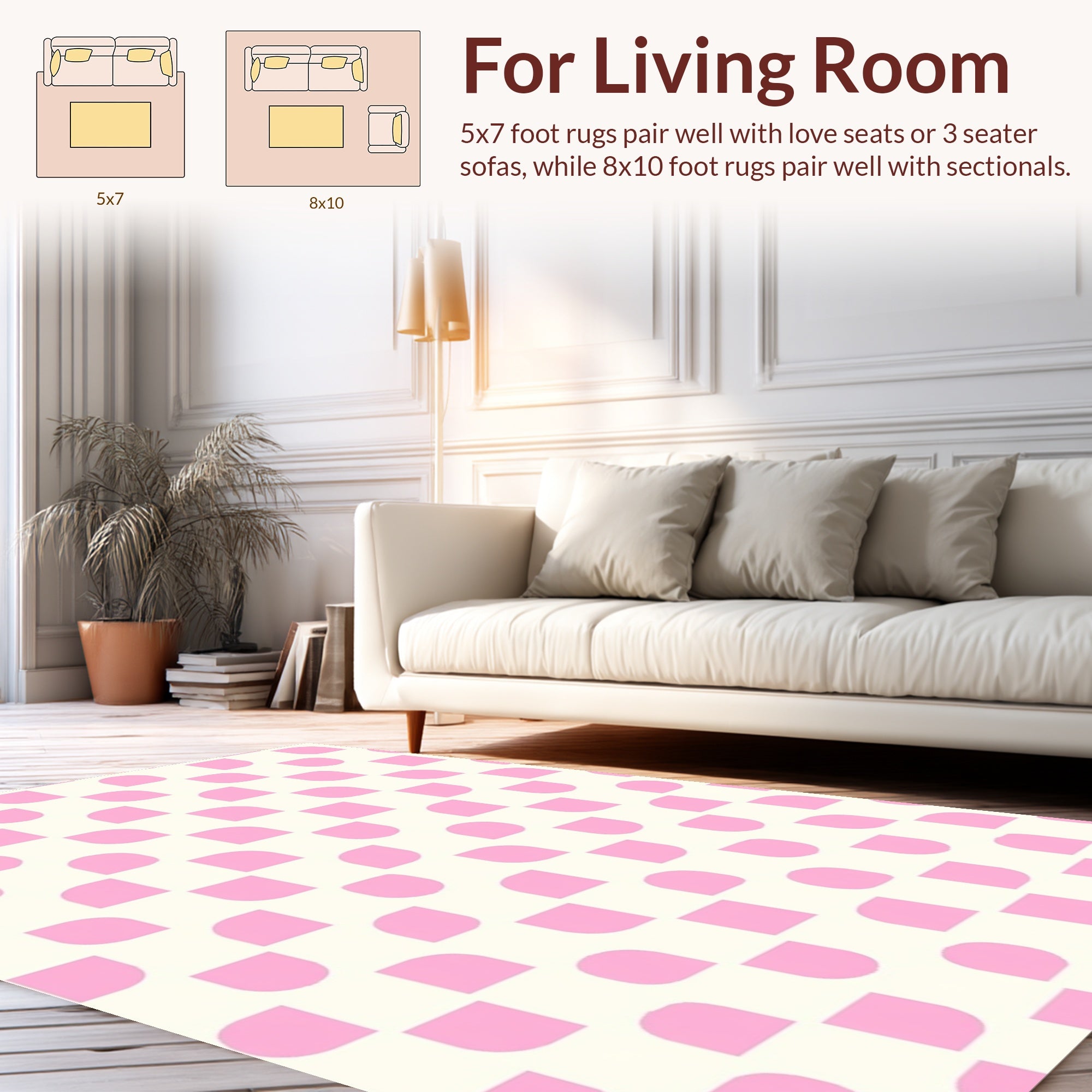 Cute Pink Rounded Squares Pattern Rug