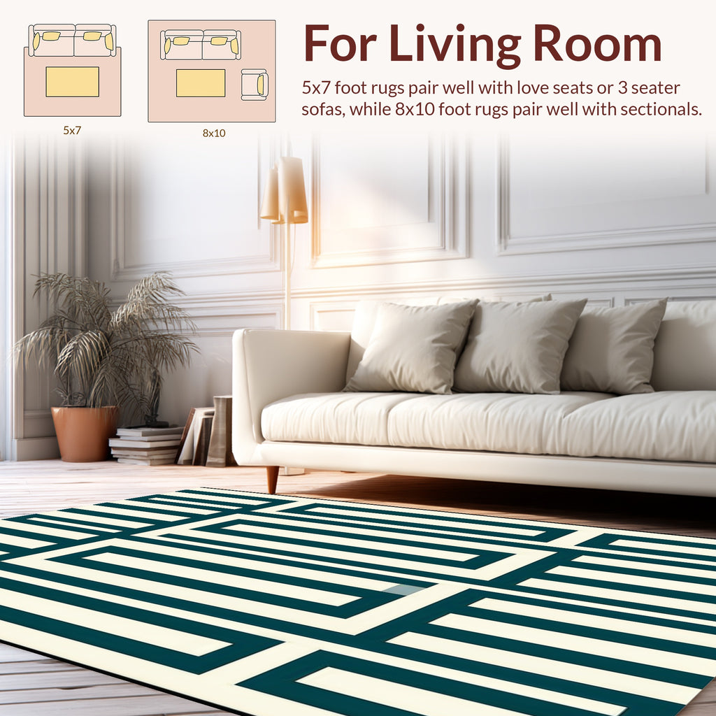Bold Geometric Maze Pattern Rug