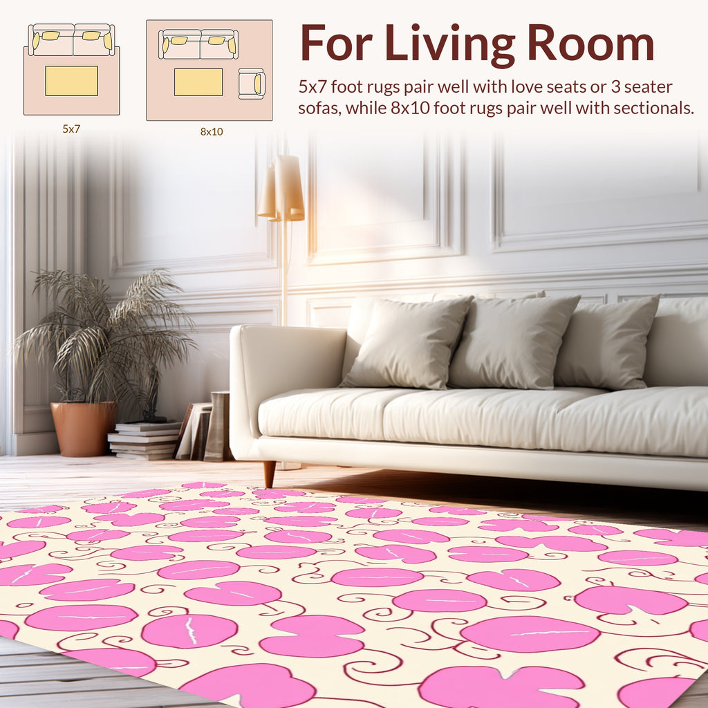 Pink Floral Swirl Pattern Design Rug
