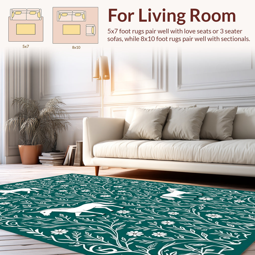Enchanted Garden Unicorns White Floral Rug
