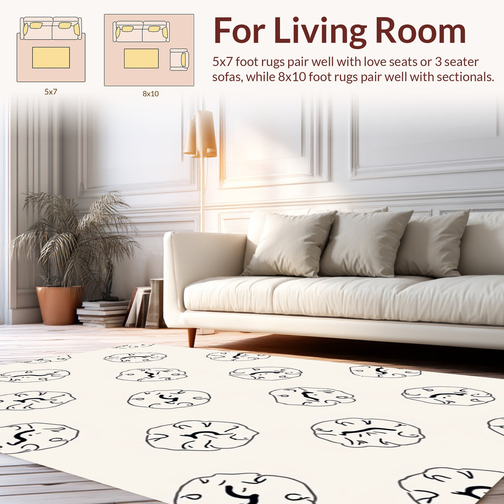 Abstract Hand-Drawn Floral Pattern Rug