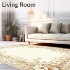 Vintage Floral Vine With Geometric Borders Rug