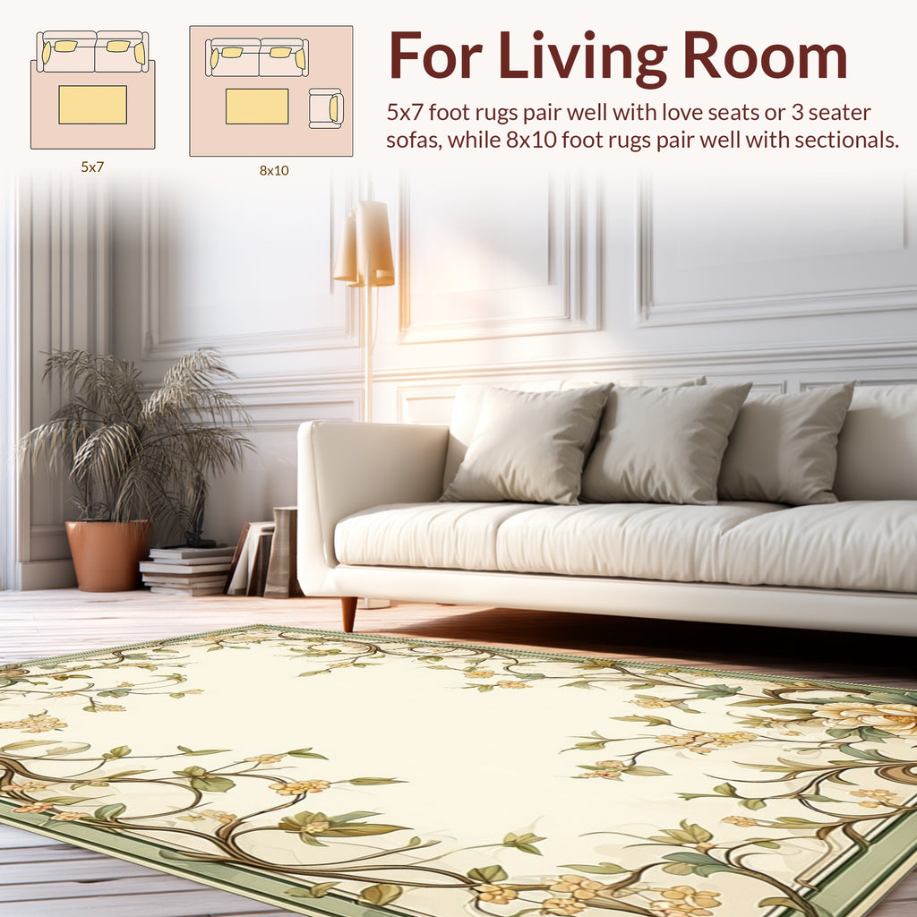 Elegant Floral Vine Swirls Rug