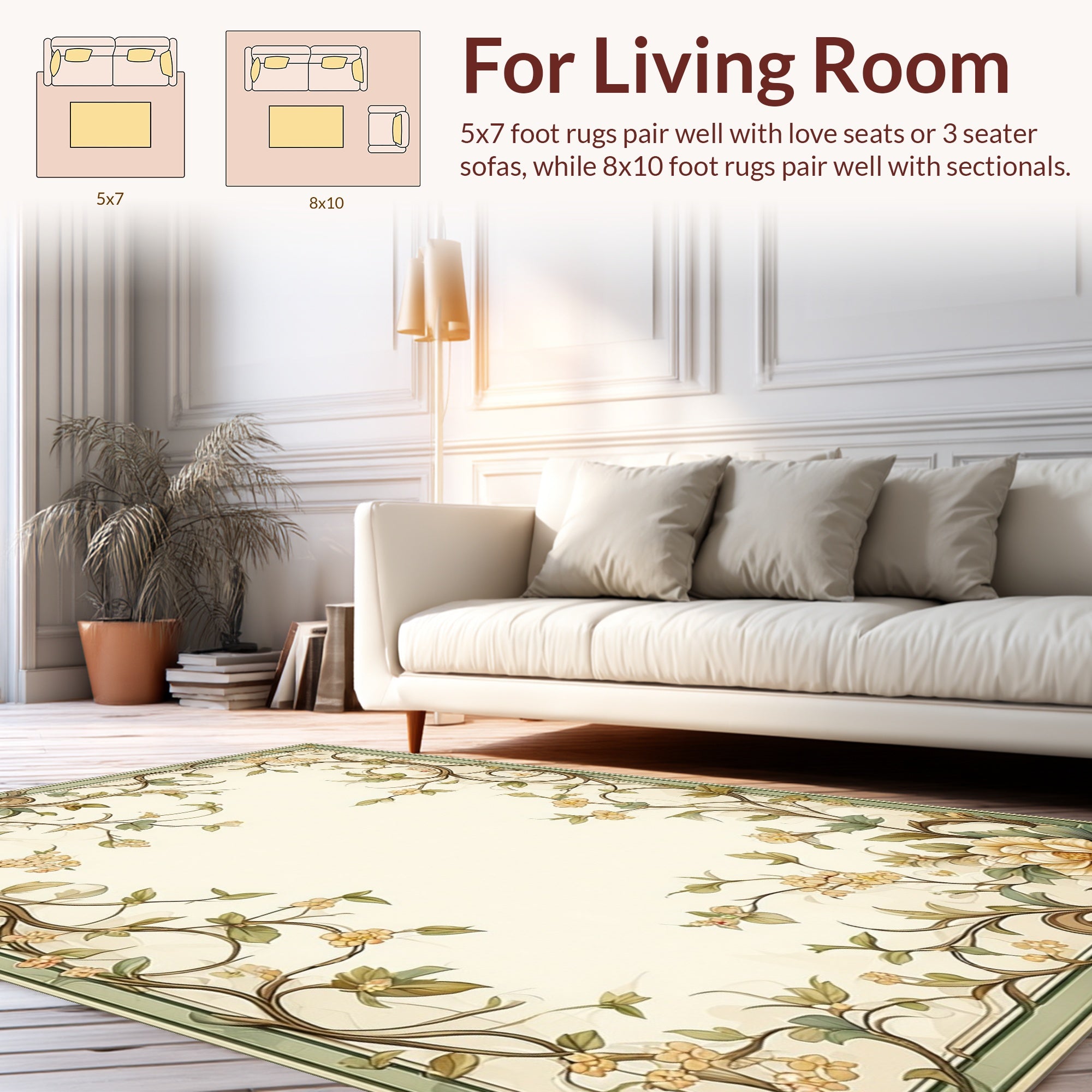 Elegant Floral Vine Swirls Rug