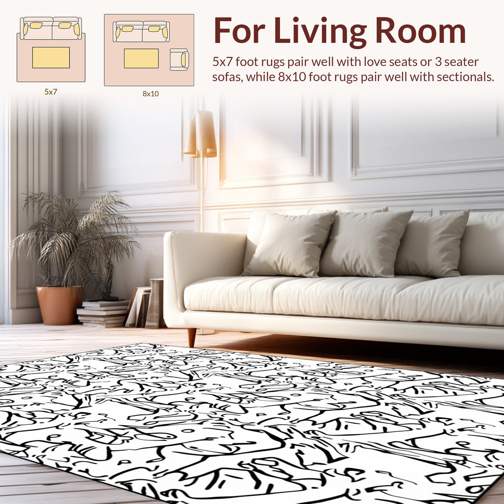 Abstract Sketchy Animal Pattern Design Rug